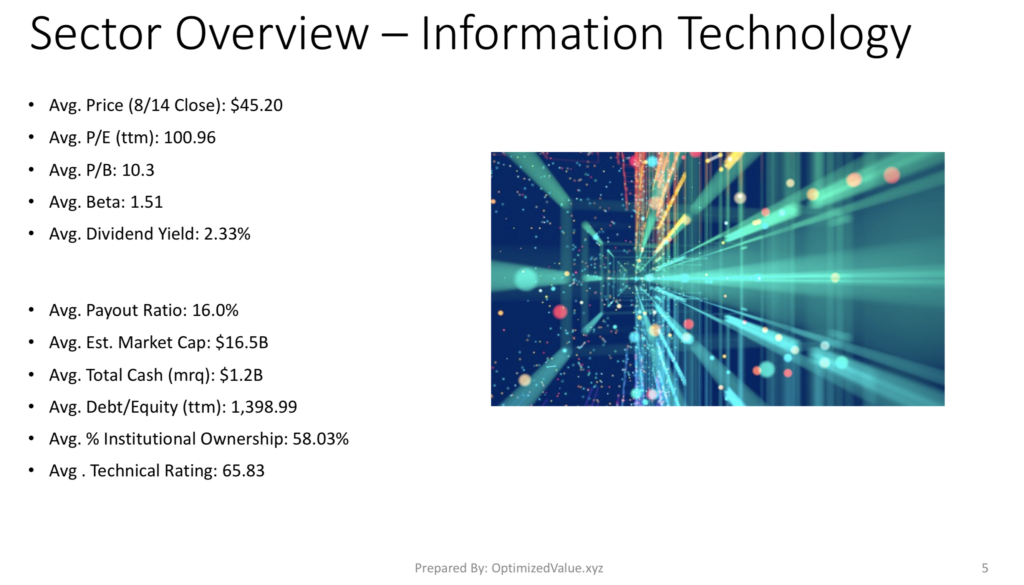 Information Technology Sector Stock Average Fundamentals