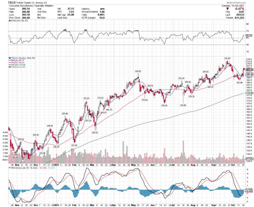 Tractor Supply Co. TSCO Stock's Technical Performance For The Last Year