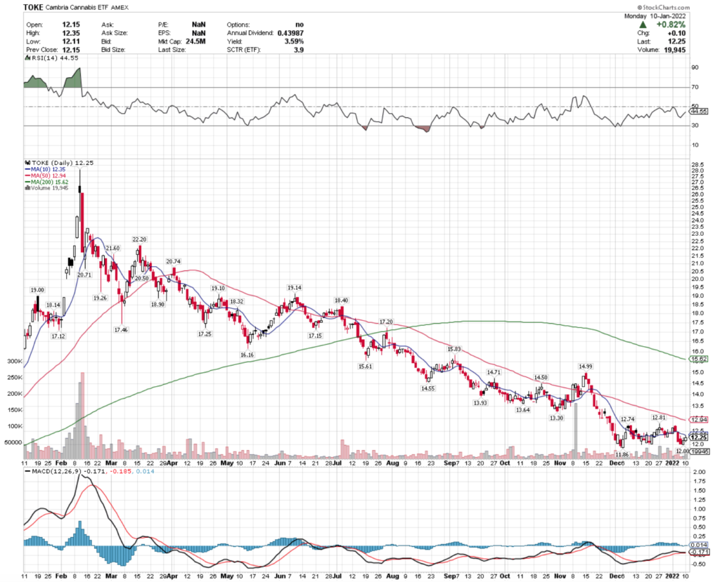 TOKE ETF - Cambria Cannabis ETF's Technical Performance Over The Last Year