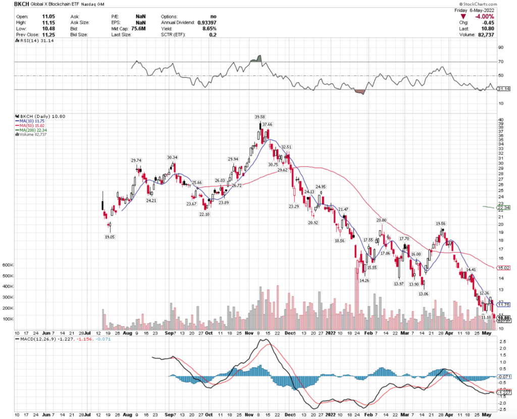 BKCH ETF - Global X Blockchain ETF's Technical Performance Over the Last Year