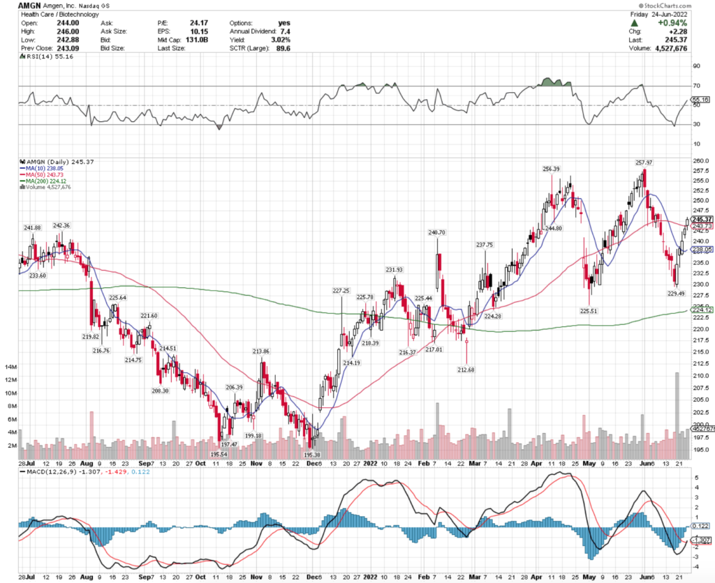 Amgen, Inc. AMGN Stock's Technical Performance Over The Last Year