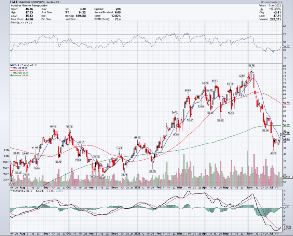 Eagle Bulk Shipping Inc. EGLE Stock's Technical Performance Over The Last Year