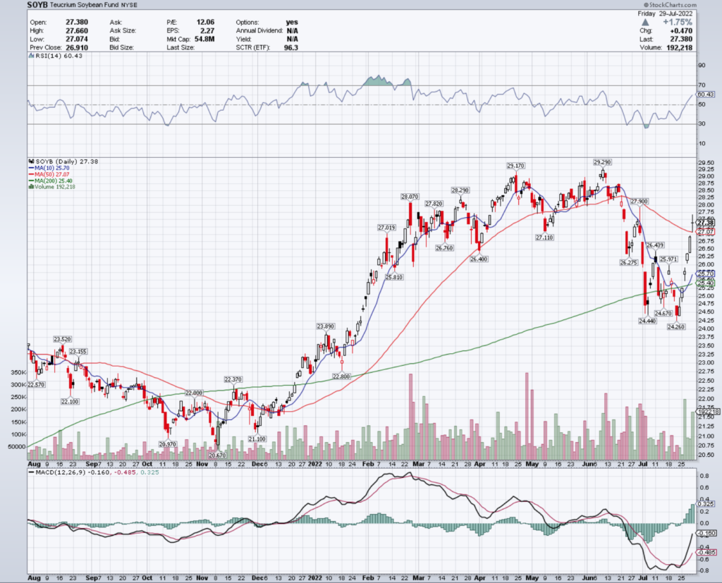 SOYB ETF - Teucrium Soybean Fund ETF's Technical Performance Over The Last Year