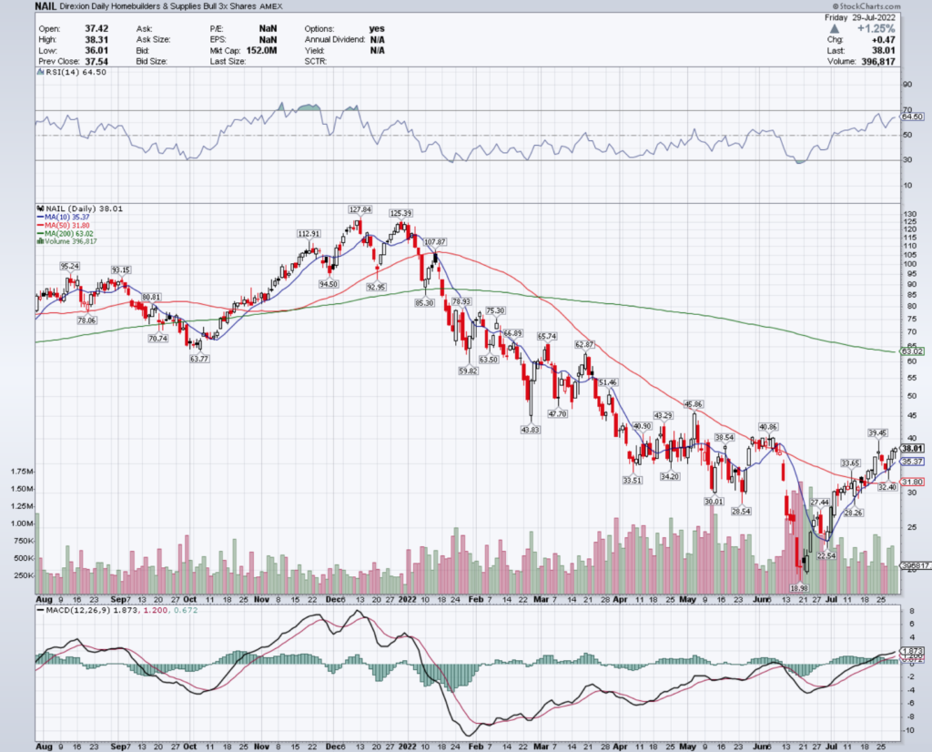 NAIL ETF - Direxion Daily Homebuilders & Supplies Bull 3x Shares ETF's Technical Performance Over The Last Year