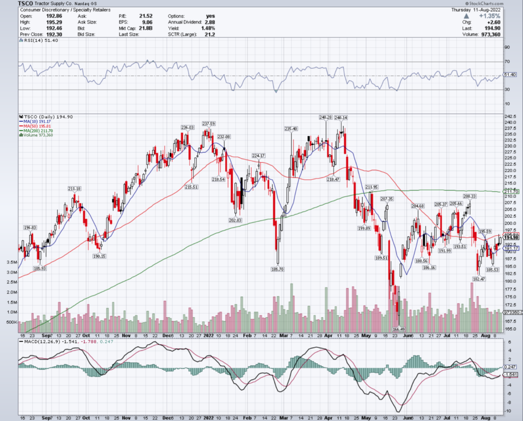 Tractor Supply Co. TSCO Stock's Technical Performance Over The Last Year