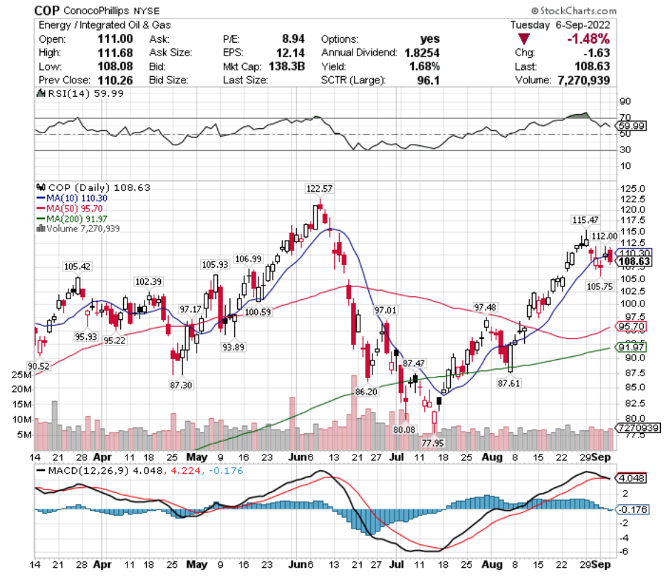 ConocoPhillips COP Stock's Technical Performance Over The Last Year