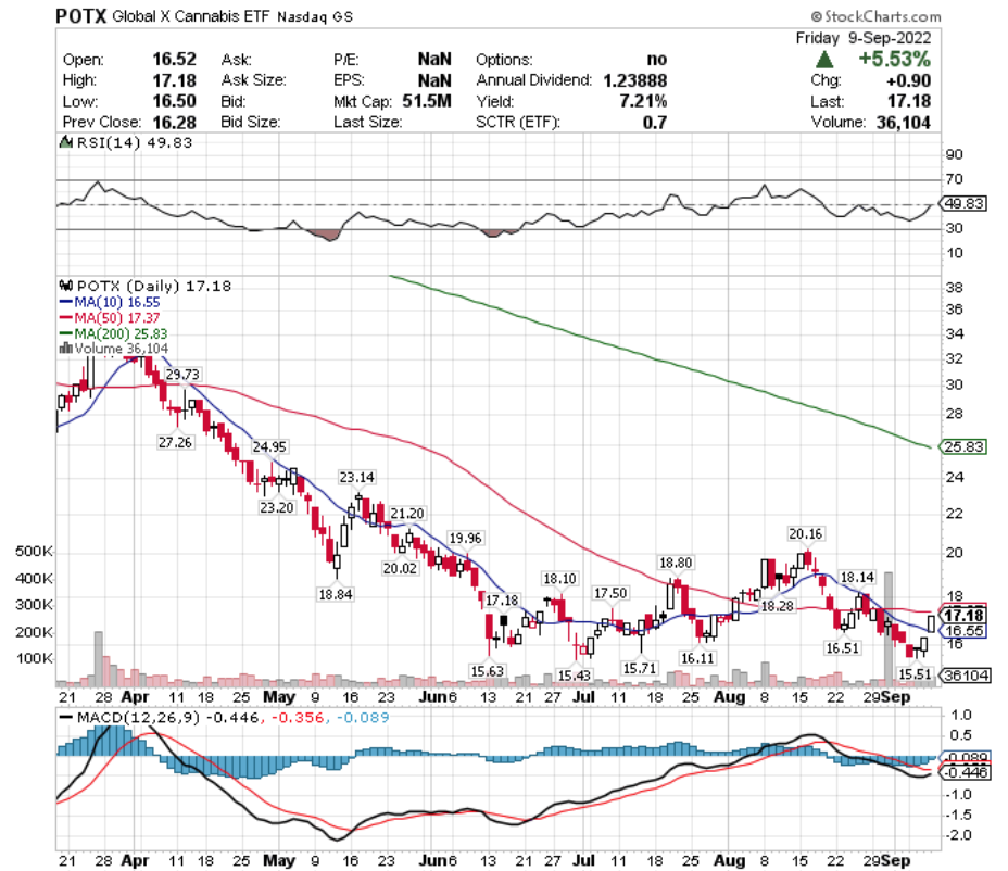 POTX ETF - Global X Cannabis ETF's Technical Performance Over The Last Year