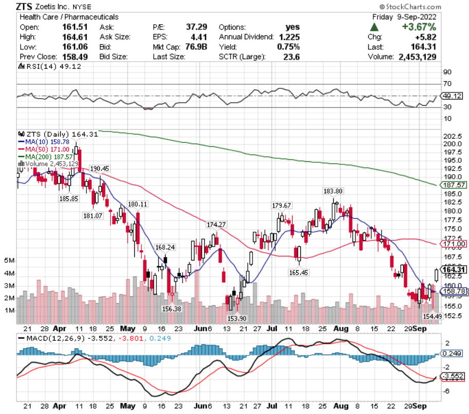 Zoetis Inc. ZTS Stock's Technical Performance Over The Last Year