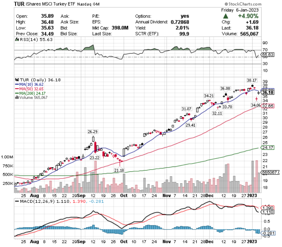 TUR ETF - iShares MSCI Turkey ETF's Technical Performance Over The Last Year