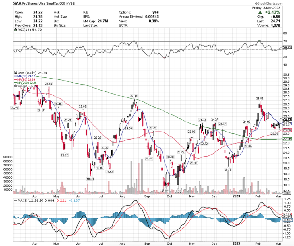 SAA ETF - the ProShares Ultra Small Cap 600 ETF's Technical Performance Over The Past Year