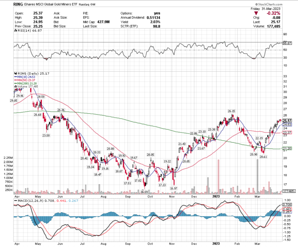 RING, the iShares MSCI Global Gold Miners ETF's Technical Performance Over The Past Year