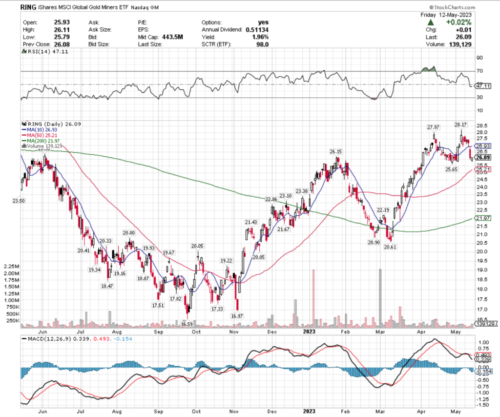 RING ETF - iShares MSCI Global Gold Miners ETF's Technical Performance Over The Past Year