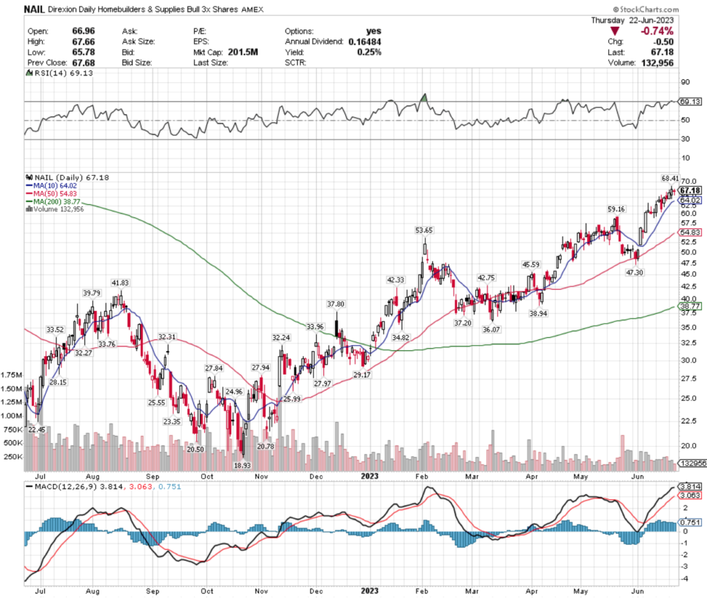 NAIL, The Direxion Daily Homebuilders & Supplies ETF's Technical Performance Over The Past Year