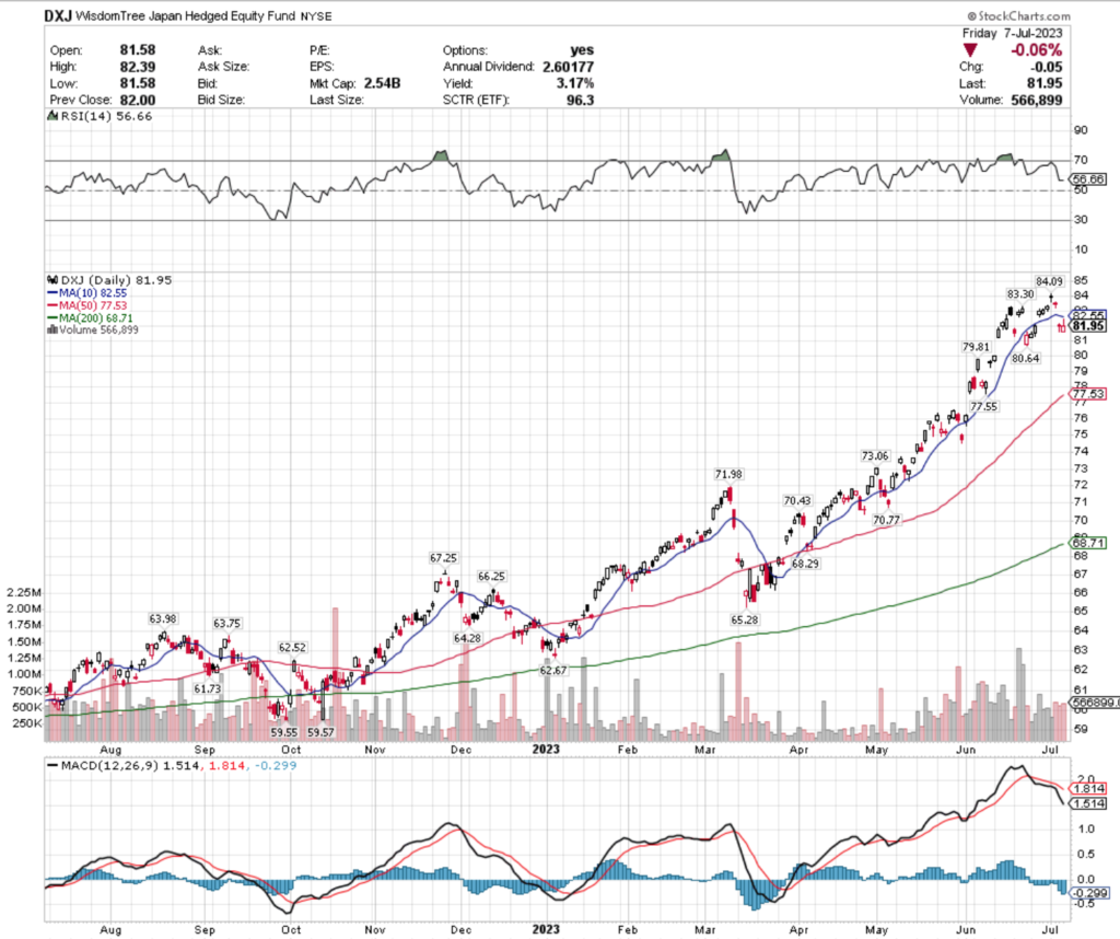 DXJ ETF - WisdomTree Japan Hedged Equity Fund ETF's Technical Performance Over The Past Year