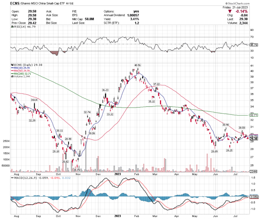 ECNS ETF - iShares MSCI China Small-Cap ETF's Technical Performance Over The Past Year