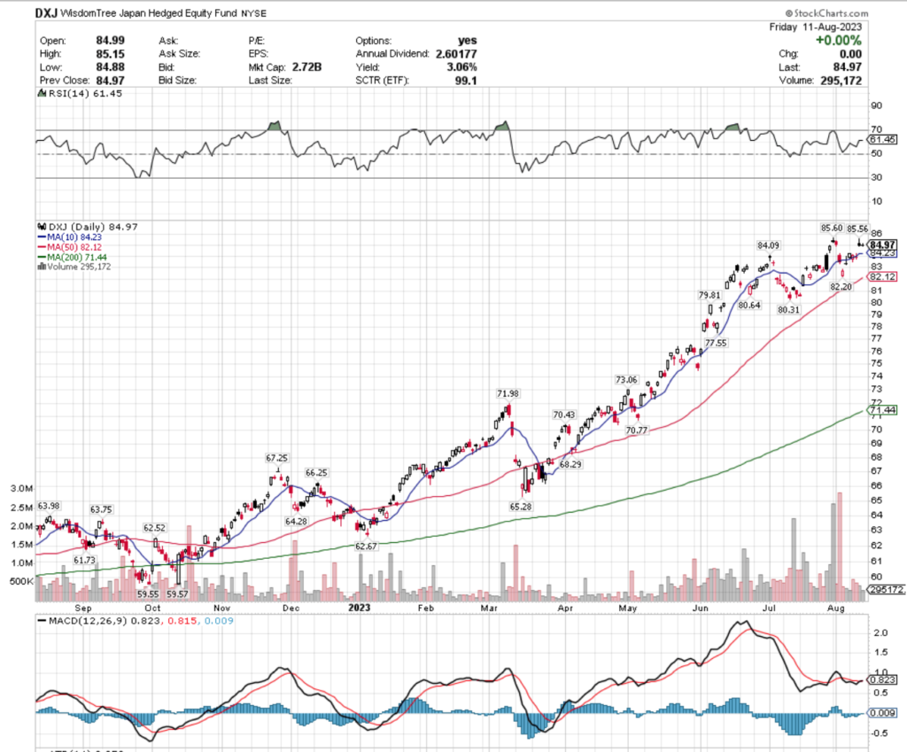 DXJ ETF - WisdomTree Japan Hedged Equity Fund ETF's Technical Performance Over The Past Year