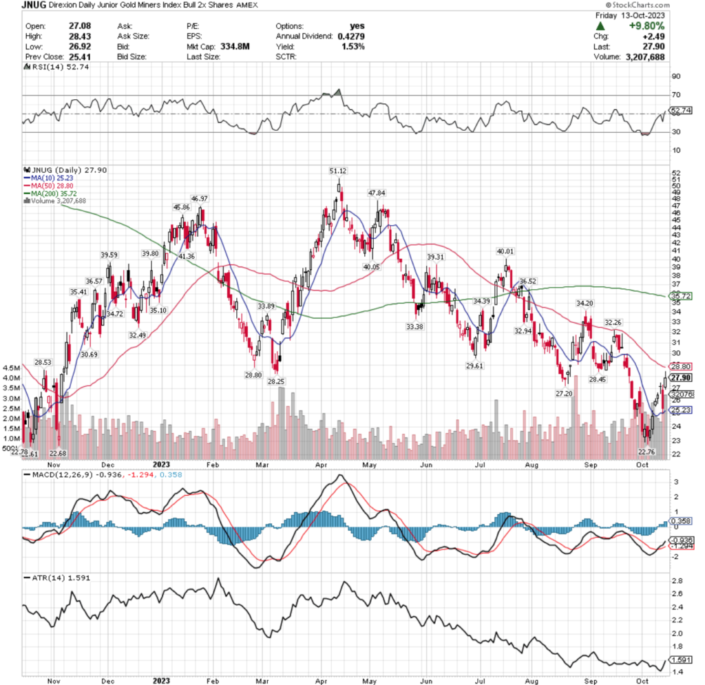 JNUG ETF - Direxion Daily Junior Gold Miners Bull 2x Shares ETF's Technical Performance Over The Past Year