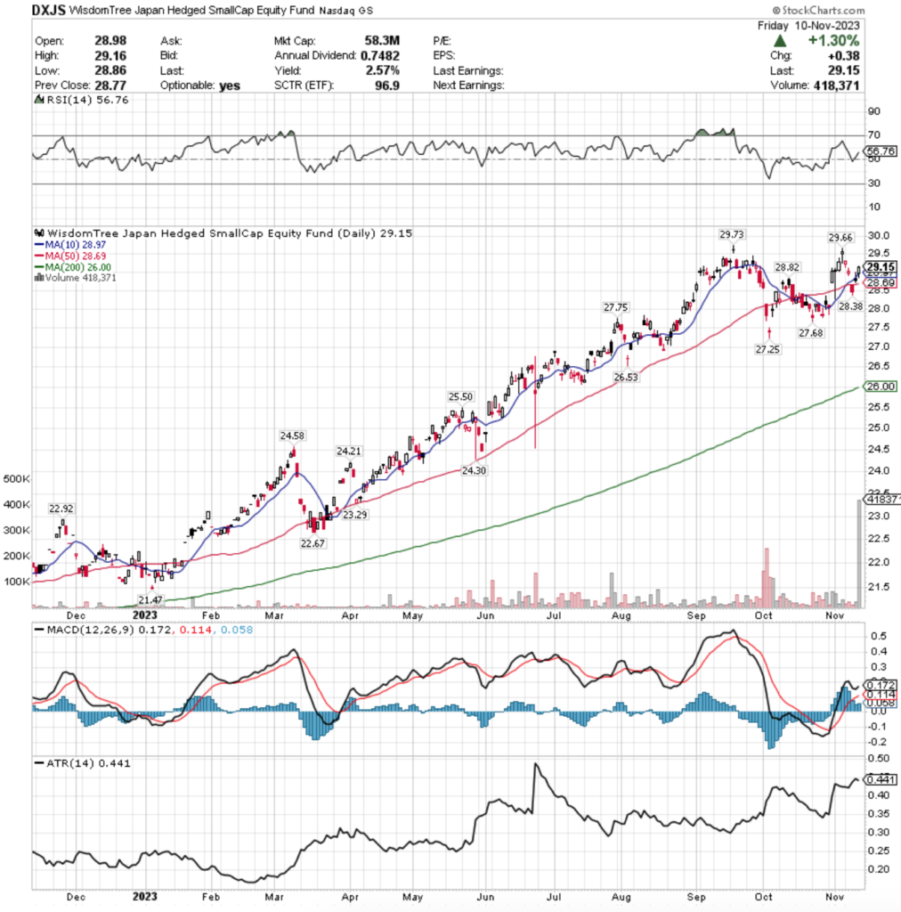 DXJS ETF - WisdomTree Japan Hedged Small Cap Equity Fund ETF's Technical Performance Over The Past Year