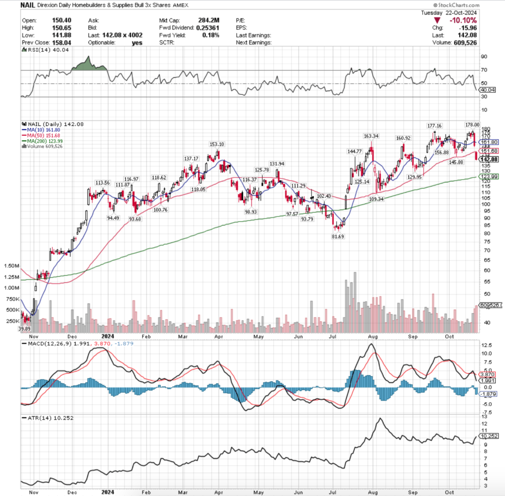 NAIL ETF - Direxion Daily Homebuilders & Supplies Bull 3x Shares ETF's Technical Performance Over The Past Year